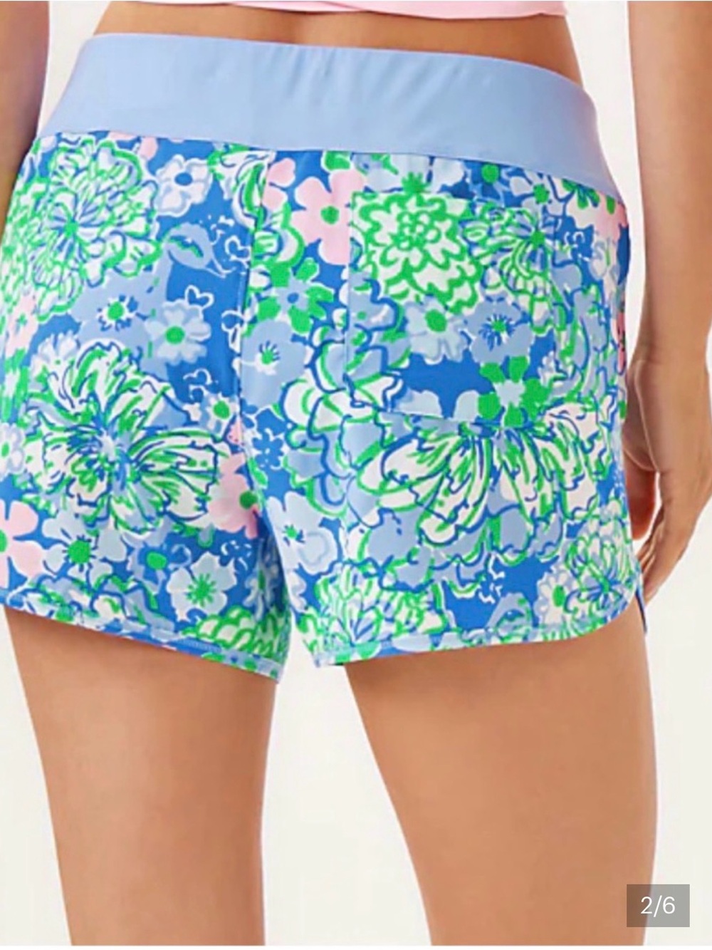 Lilly Pulitzer Luxletic Light Blue Floral Athletic Shorts